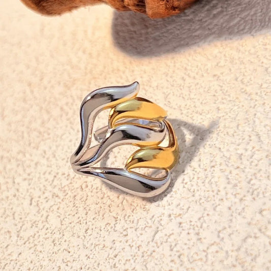 Gold & Silver Artistic Adjustable Ring-Lydieannejewelry