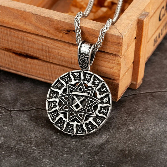Vintage Silver Rune Star Pendant Necklace-Lydieannejewelry
