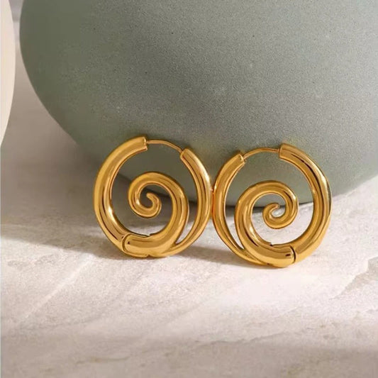 Vintage Spiral Twist Gold Hoop Earrings-Lydieannejewelry